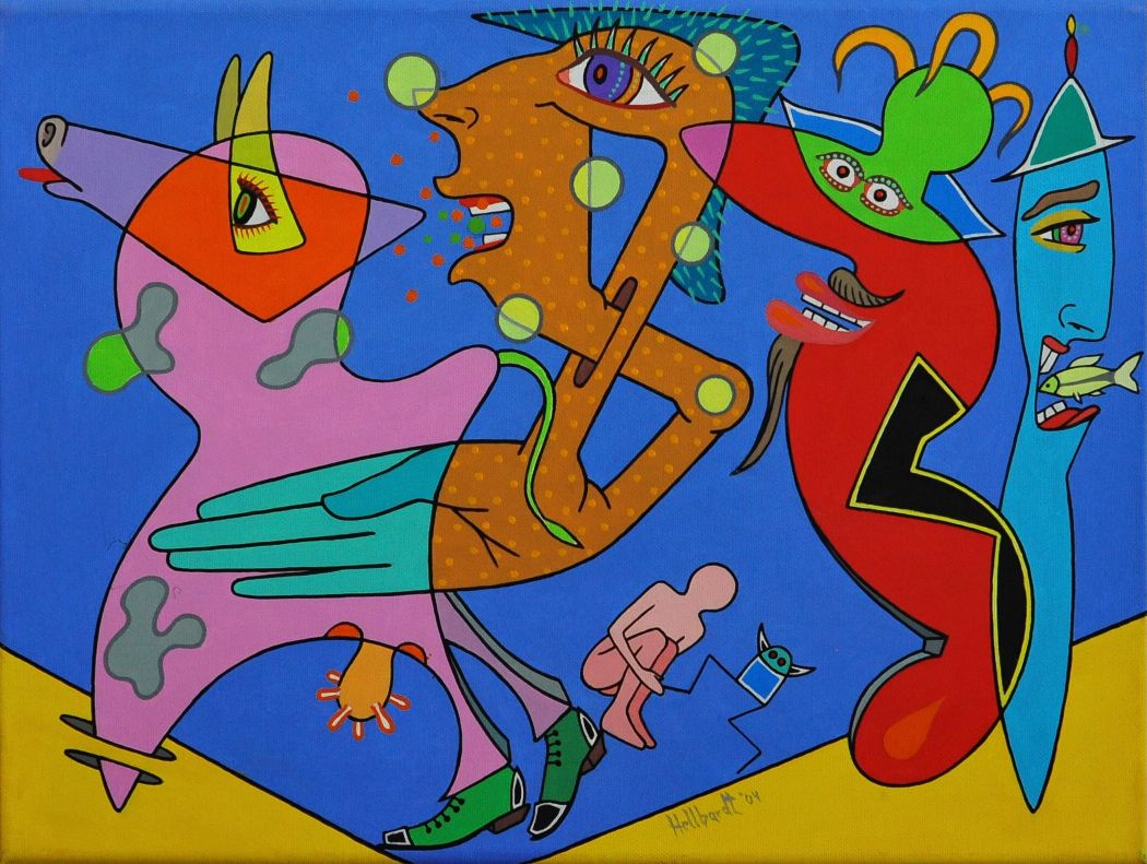 Kai Hellbardt: Kollektive Rangelei, Öl auf Leinwand, 2014