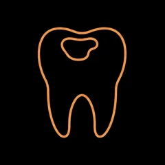 Zeichnung eines Zahns mit Loch in der Kaufläche